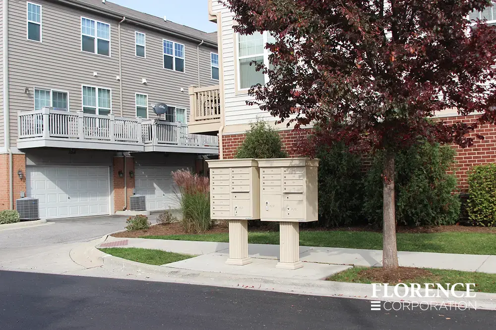 vogue-CBU-Accessories_039 vogue™ accessories on vital™ cluster box units in sandstone installed in townhome community