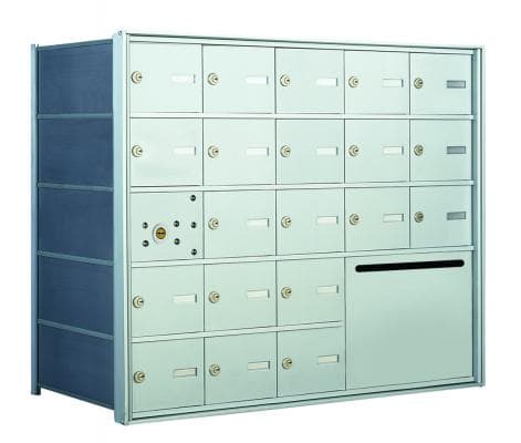 Horizontal mailbox solution that provides multiple individual boxes within one unit.