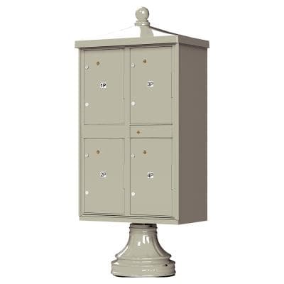 1590-T2V2 Outdoor Parcel Locker with Vogue Accessory in Postal Grey